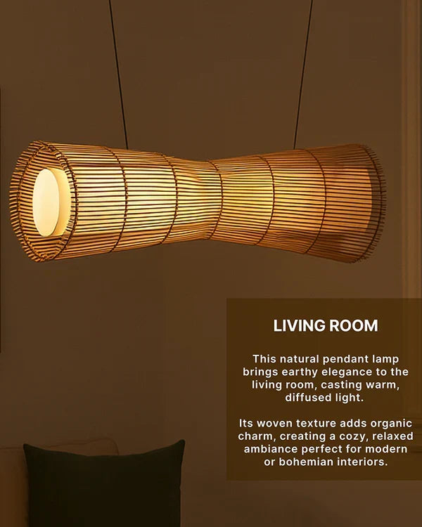 Rustic Rattan Pendant Light for Bedroom and Living Room