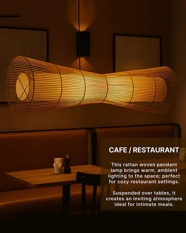 Rustic Rattan Pendant Light for Bedroom and Living Room