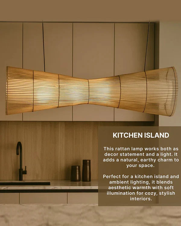 Rustic Rattan Pendant Light for Bedroom and Living Room