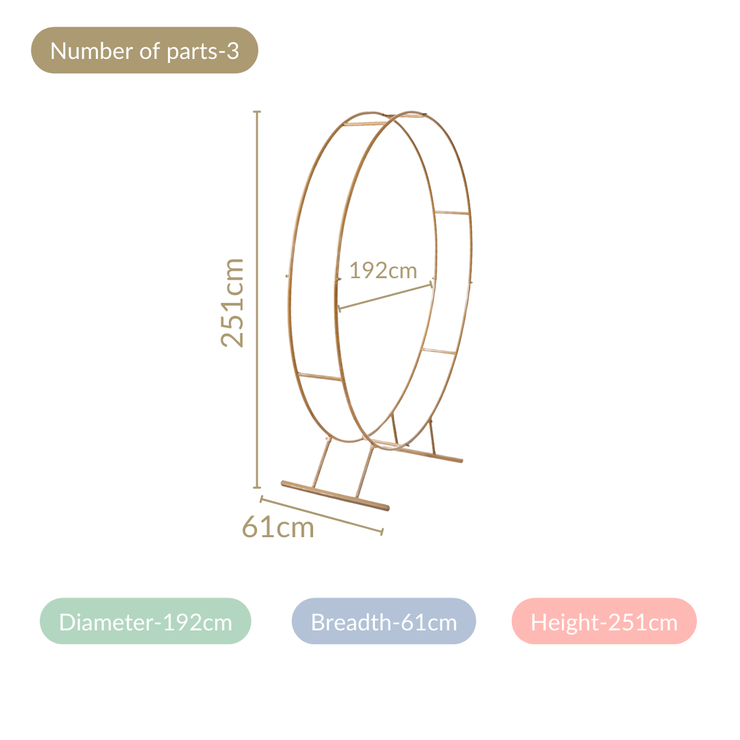 Gold Double Ring Backdrop Metal Frame For Party Decoration 99 Inch Nestasia