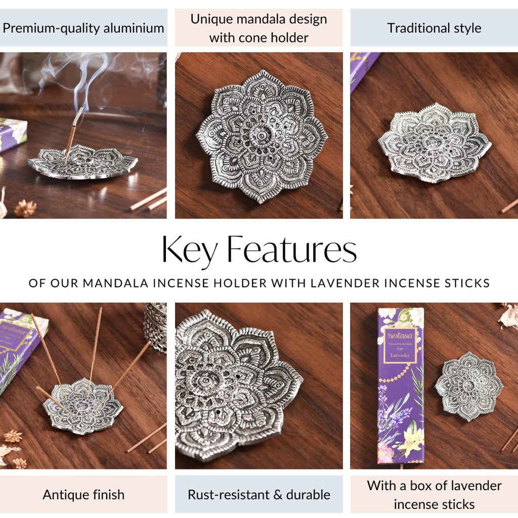 Mandala Incense Holder With Lavender Incense Sticks Nestasia