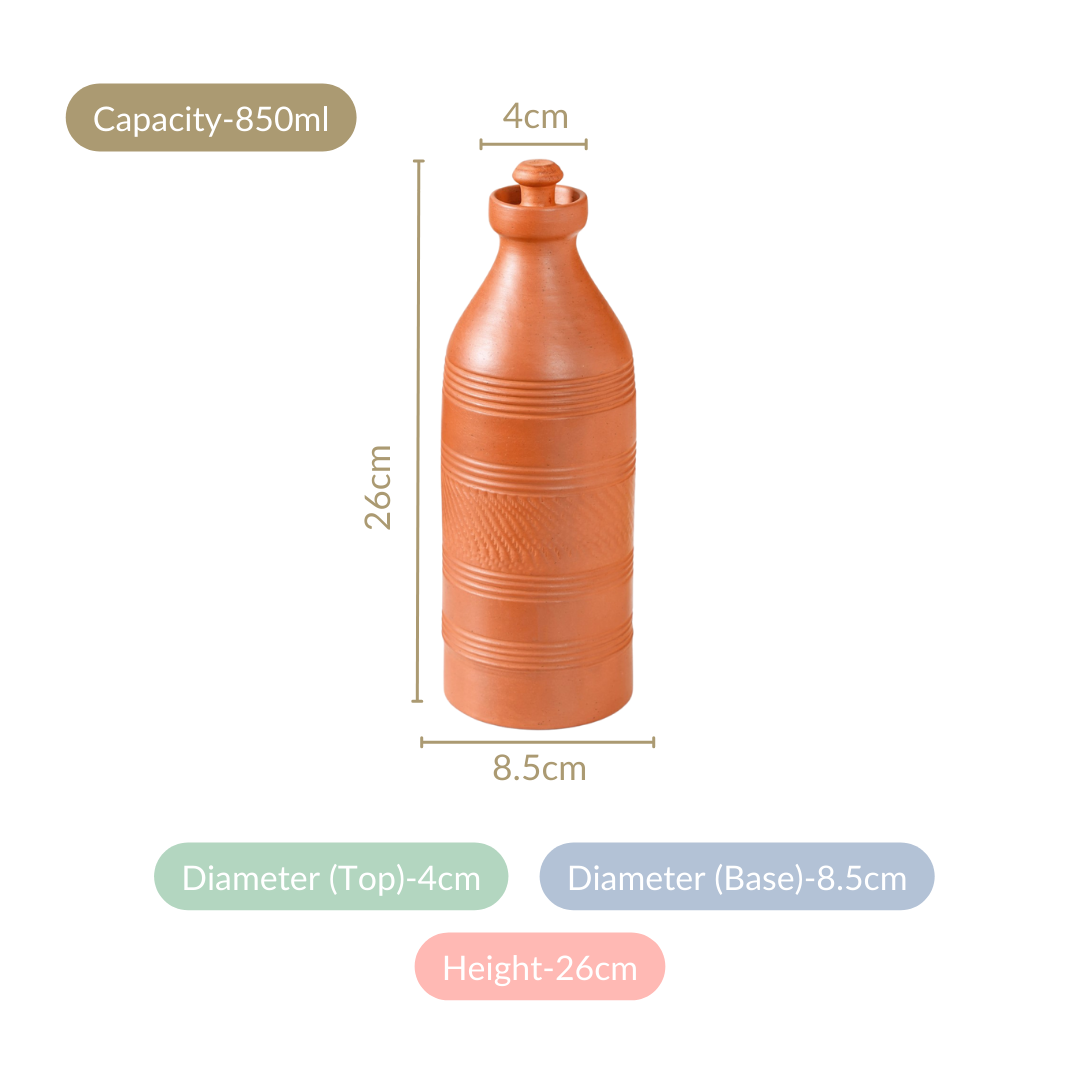 Earthen Clay Water Bottle 850ml Nestasia