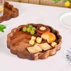 Rustic Scalloped Acacia Serving Platter 30cm Nestasia