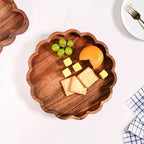 Rustic Scalloped Acacia Serving Platter 30cm Nestasia