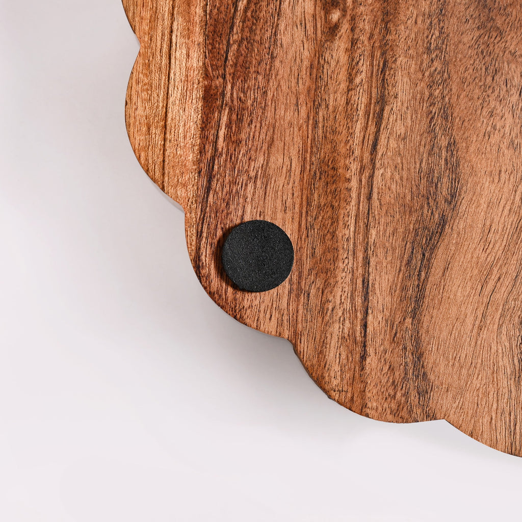 Rustic Scalloped Acacia Serving Platter 30cm Nestasia