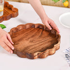 Rustic Scalloped Acacia Serving Platter 30cm Nestasia