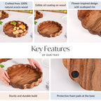 Rustic Scalloped Acacia Serving Platter 30cm Nestasia