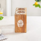 Rustic Wooden Cutlery Stand With Glass Holders Nestasia