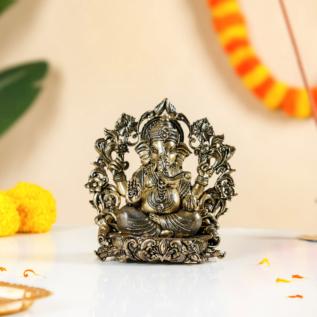 Sacred Chaturbhuj Ganesha Pure Brass Idol With Gift Box 10cm Nestasia