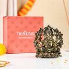 Sacred Chaturbhuj Ganesha Pure Brass Idol With Gift Box 10cm Nestasia