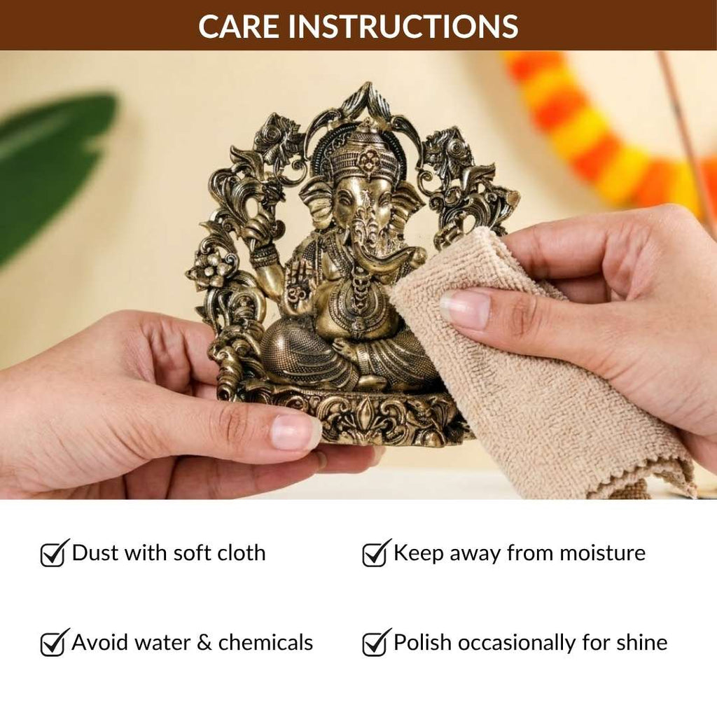 Sacred Chaturbhuj Ganesha Pure Brass Idol With Gift Box 10cm Nestasia