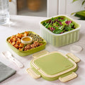 Crispo Salad Box With Dressing Cup And Spoon Green 1350ml Nestasia