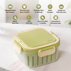 Crispo Salad Box With Dressing Cup And Spoon Green 1350ml Nestasia