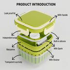 Crispo Salad Box With Dressing Cup And Spoon Green 1350ml Nestasia