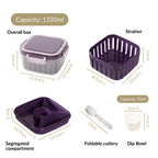 Crispo Salad Box With Dressing Cup And Spoon Purple 1350ml Nestasia