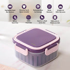 Crispo Salad Box With Dressing Cup And Spoon Purple 1350ml Nestasia