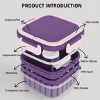 Crispo Salad Box With Dressing Cup And Spoon Purple 1350ml Nestasia