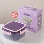 Crispo Salad Box With Dressing Cup And Spoon Purple 1350ml Nestasia