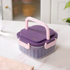 Crispo Salad Box With Dressing Cup And Spoon Purple 1350ml Nestasia