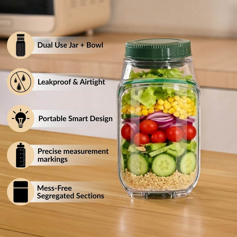 Portable Salad 2 in 1 Jar And Bowl With Cup 1200ml Nestasia
