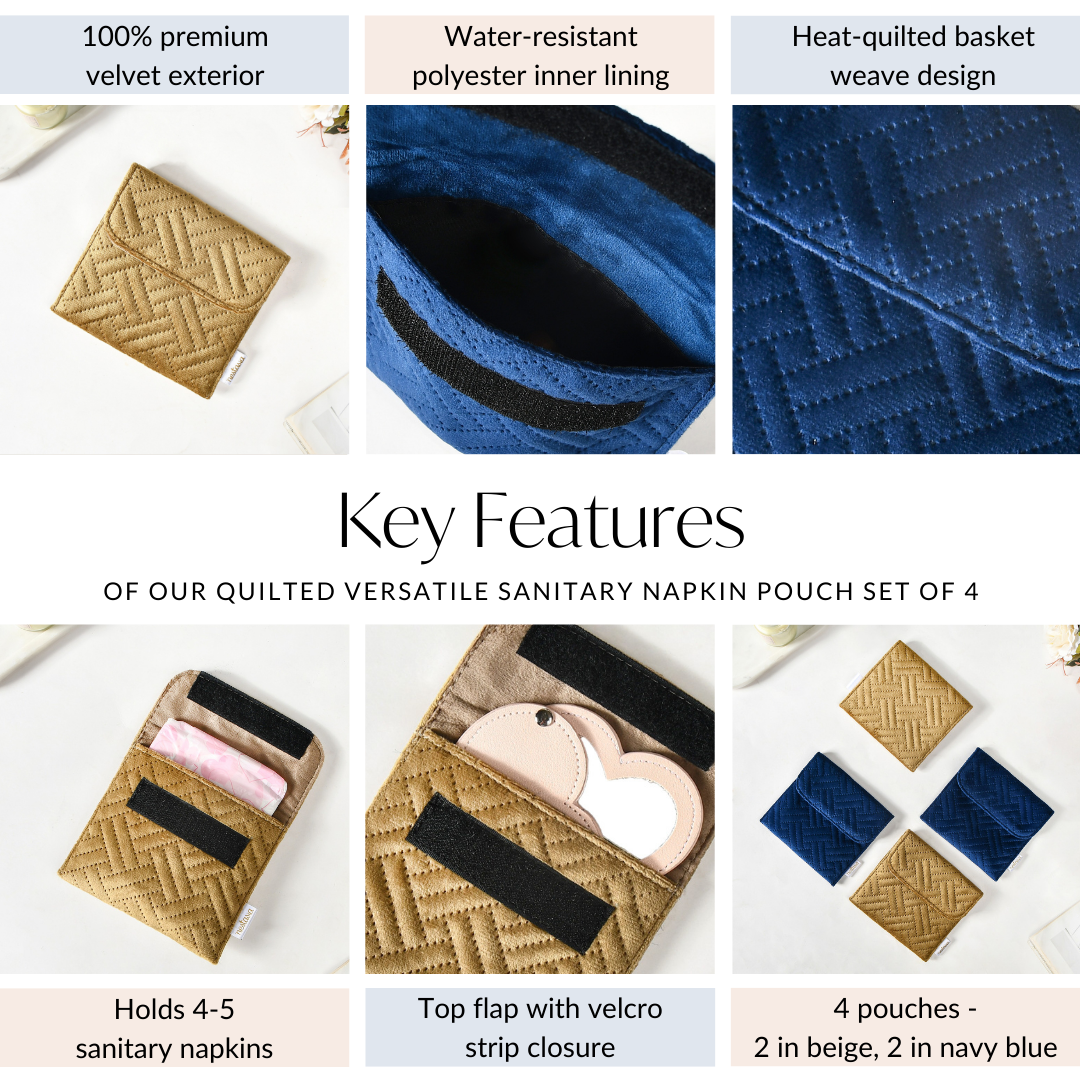 Quilted Versatile Small Makeup Pouch Set Of 4 Nestasia
