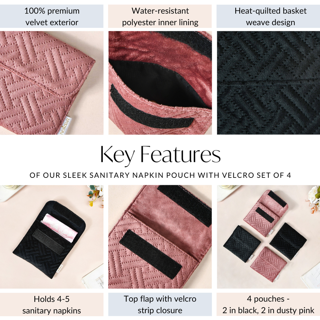 Sleek Small Cosmetic Pouch With Velcro Set Of 4 Nestasia