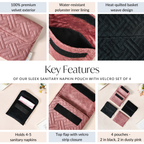 Sleek Small Cosmetic Pouch With Velcro Set Of 4 Nestasia