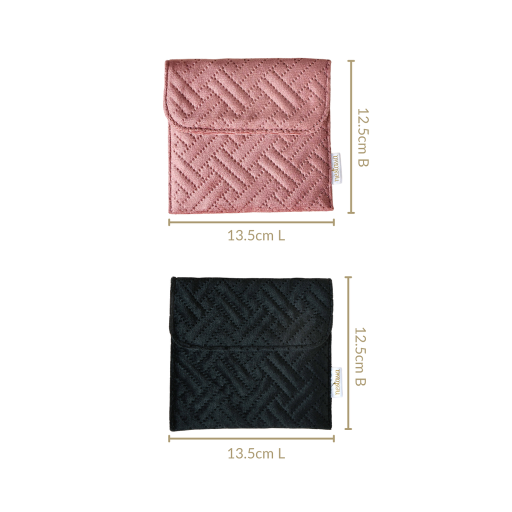 Sleek Small Cosmetic Pouch With Velcro Set Of 4 Nestasia