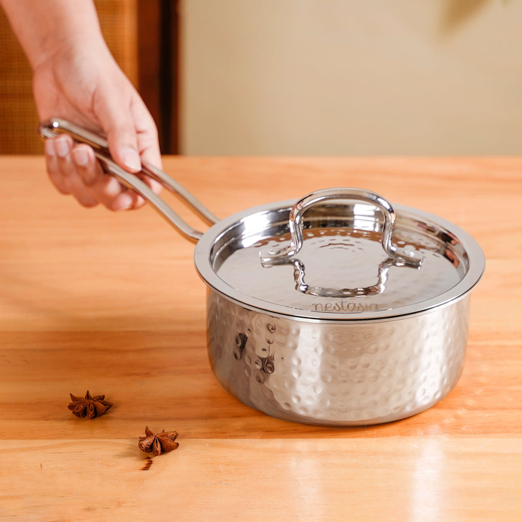 Tri Ply Stainless Steel Deep Saucepan 1500ml Nestasia