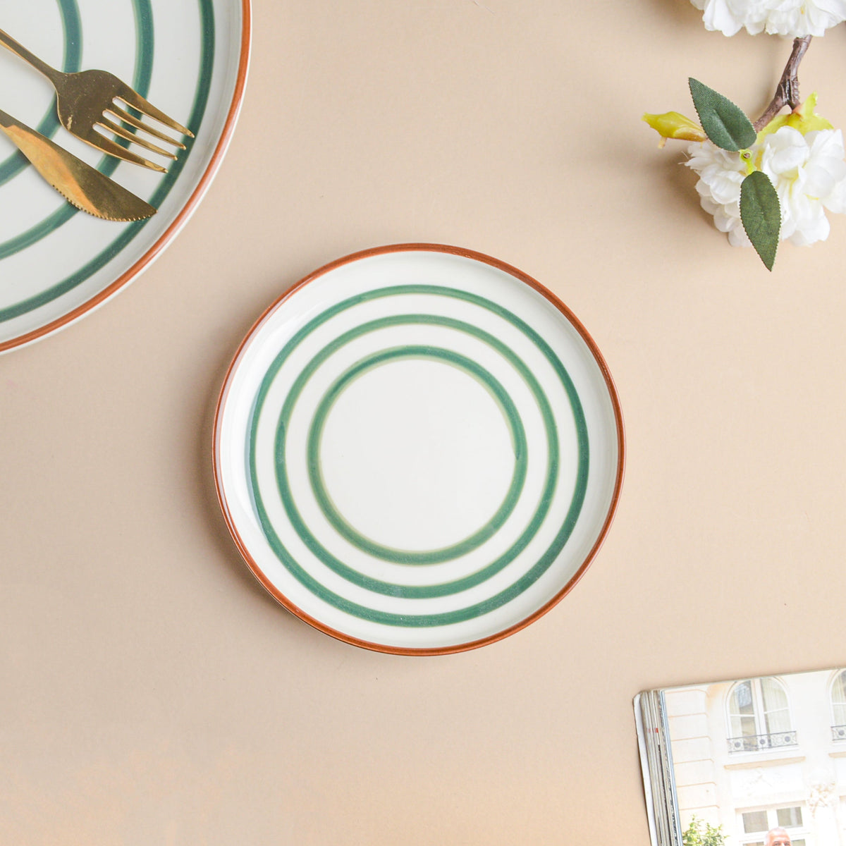 Spiral Green 22 Piece Dinner Set For 6 Nestasia