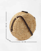 Handwoven Round Rattan Sling Bag for Boho Chic, Travel, and Everyday Style