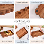 Scallop Acacia Wood Rectangle Serving Platter 38x26cm Nestasia