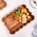 Scallop Acacia Wood Rectangle Serving Platter 38x26cm Nestasia