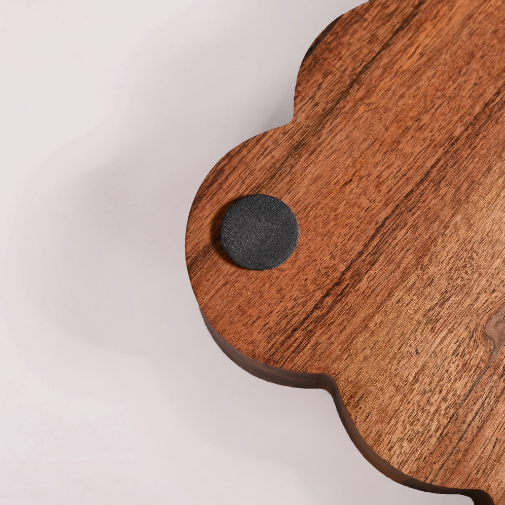 Scallop Acacia Wood Rectangle Serving Platter 38x26cm Nestasia