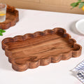Scallop Acacia Wood Rectangle Serving Platter 38x26cm Nestasia