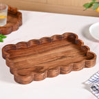 Scallop Acacia Wood Rectangle Serving Platter 38x26cm Nestasia