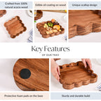 Scallop Acacia Wood Square Serving Platter 26x26cm Nestasia