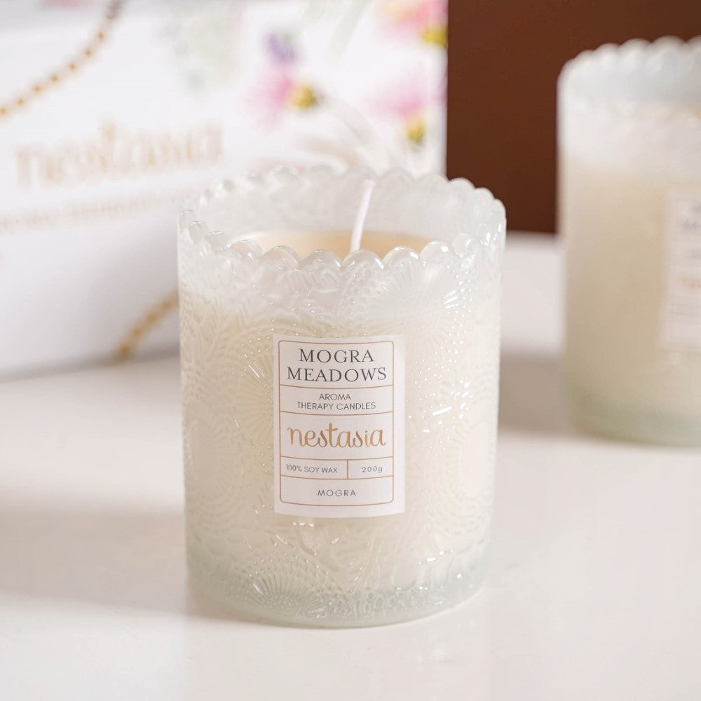 Mogra & Musk Melody Scented Candle Jars Set Of 2 Nestasia