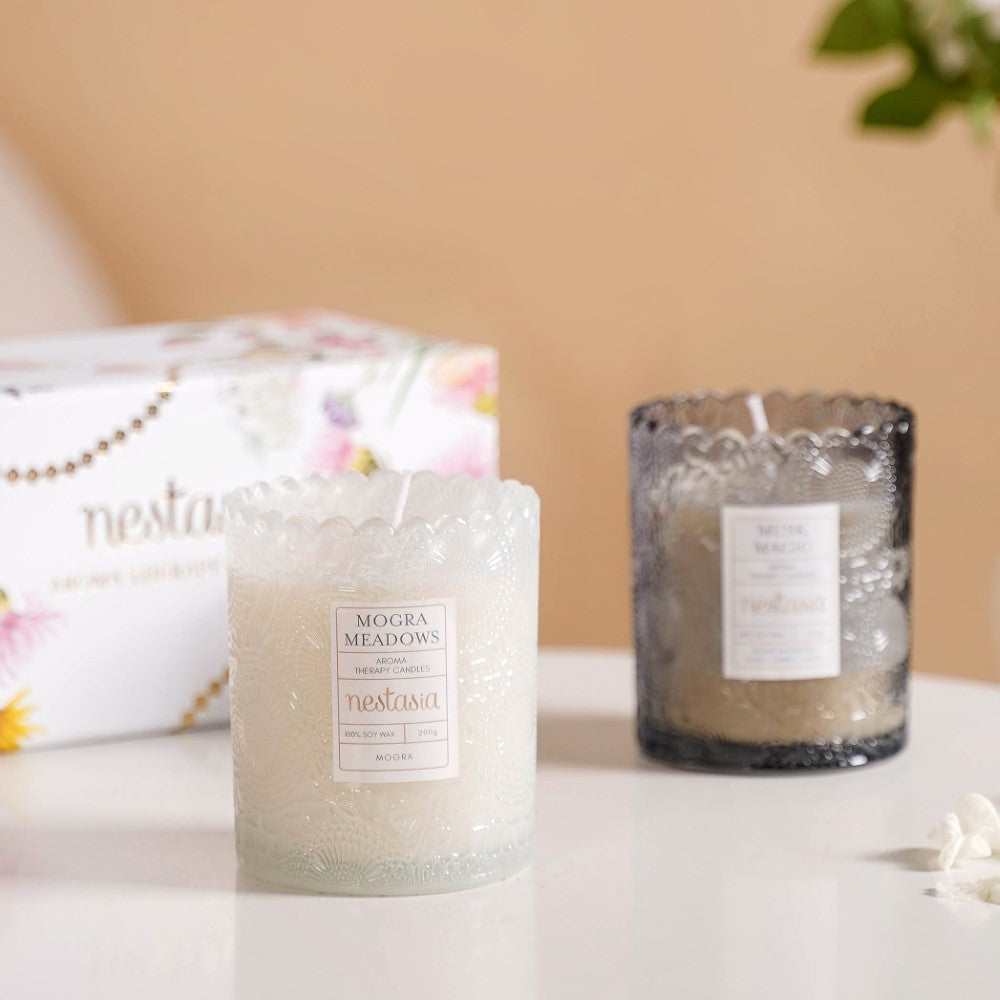 Mogra & Musk Melody Scented Candle Jars Set Of 2 Nestasia
