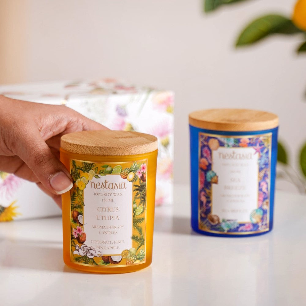 Sea Breeze & Citrus Wonder Fragrant Candles Set Of 2 Nestasia