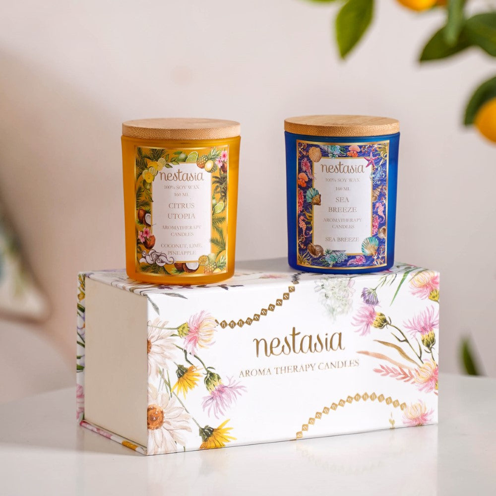 Sea Breeze & Citrus Wonder Fragrant Candles Set Of 2 Nestasia