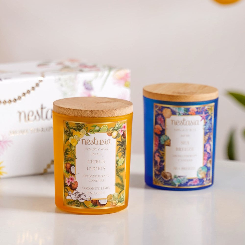 Sea Breeze & Citrus Wonder Fragrant Candles Set Of 2 Nestasia