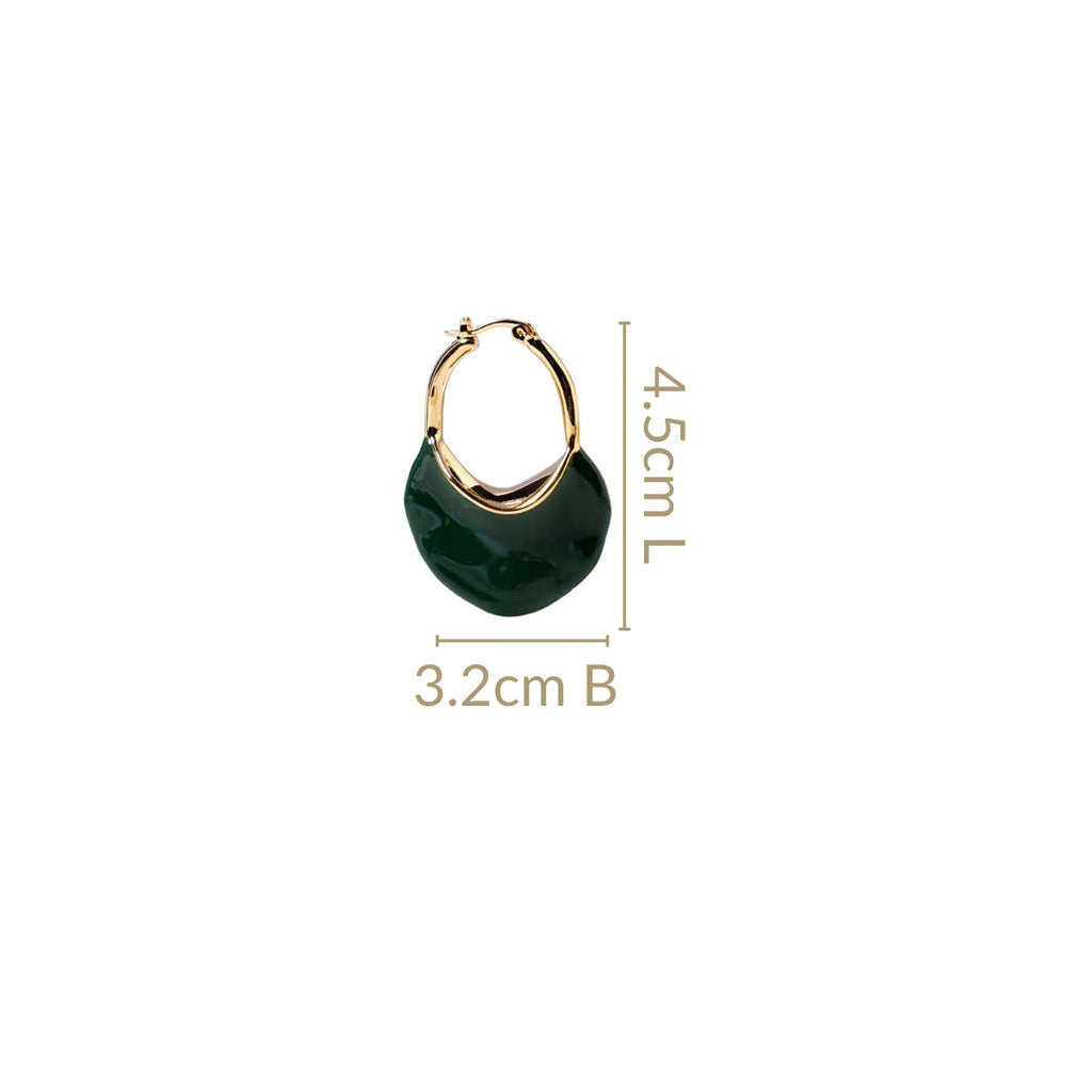 Sculpted Arc Hoop Earrings Green Nestasia