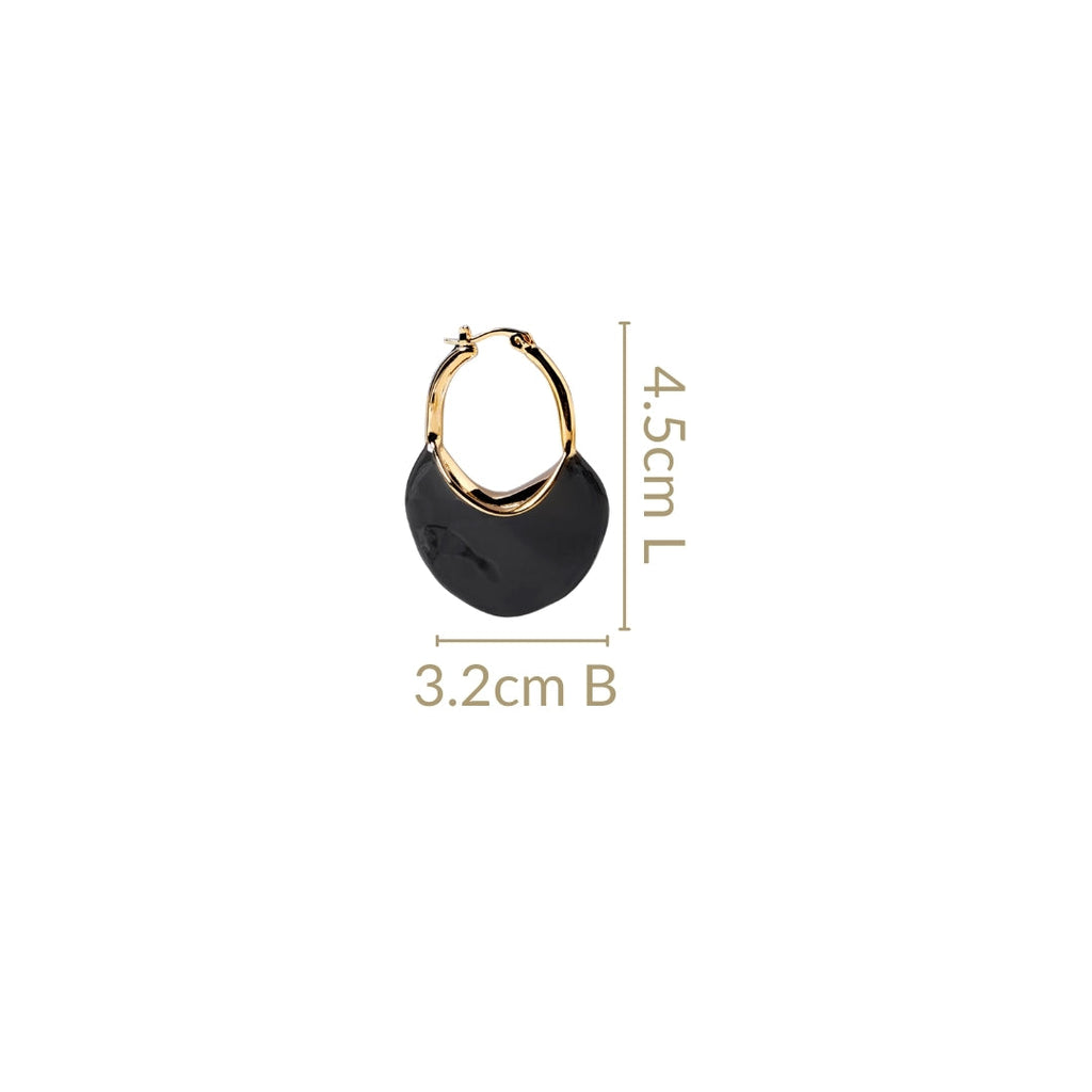 Sculpted Arc Hoop Earrings Black Nestasia