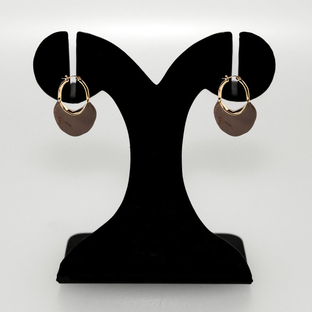 Sculpted Arc Hoop Earrings Brown Nestasia