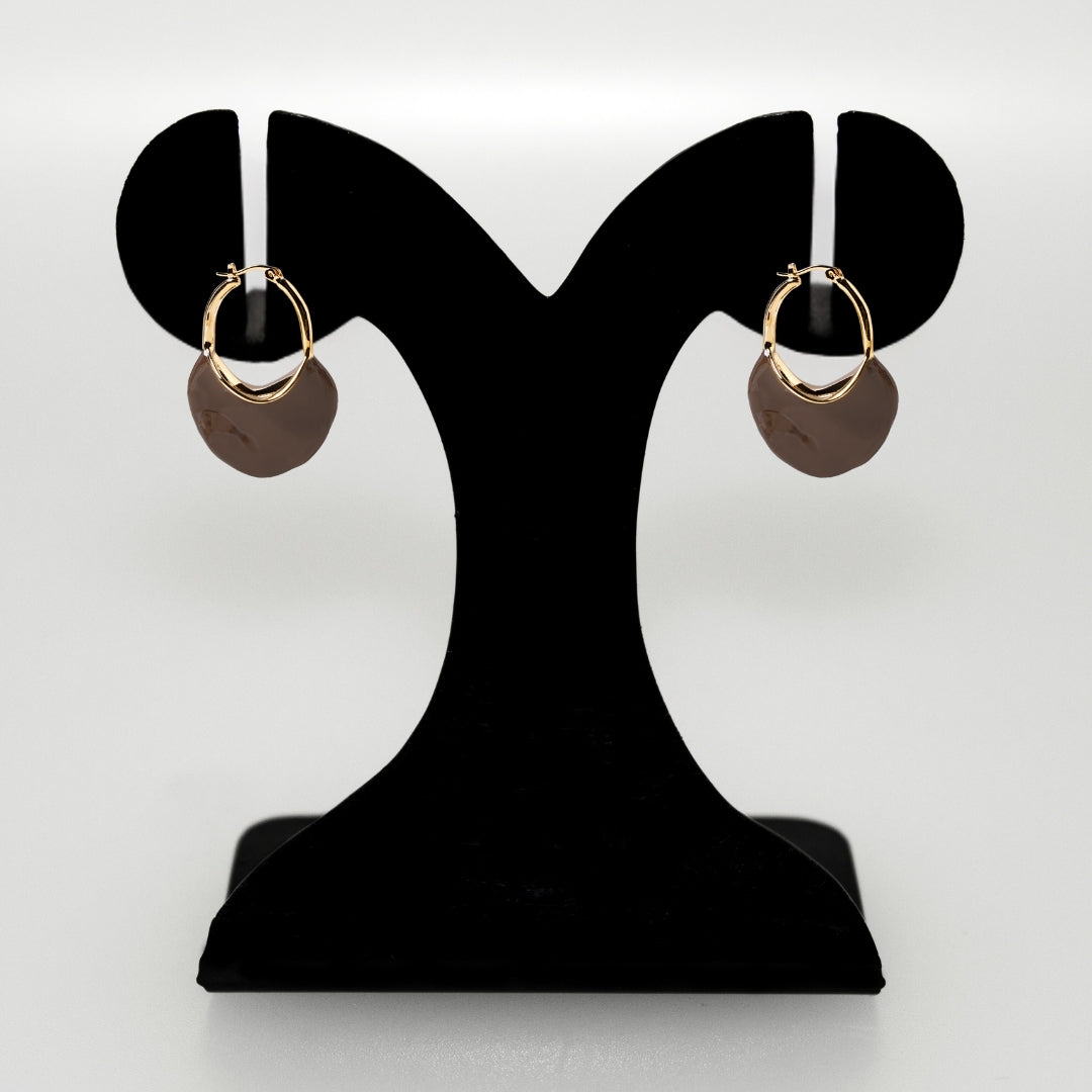 Sculpted Arc Hoop Earrings Brown Nestasia