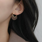 Sculpted Arc Hoop Earrings Brown Nestasia