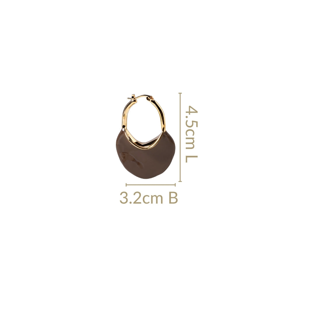 Sculpted Arc Hoop Earrings Brown Nestasia