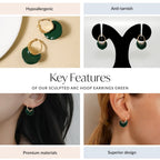 Sculpted Arc Hoop Earrings Green Nestasia
