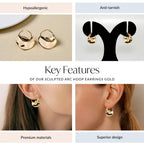 Sculpted Arc Hoop Earrings Gold Nestasia
